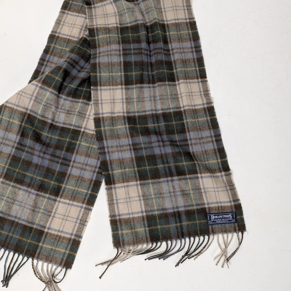 Vintage Highland Tweeds Lambswool Scarf Rectangular Fringe Plaid Tartan - Picture 5 of 10